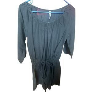 Old Navy Navy Black Long Sleeve Tie Waist Keyhole Mini Dress Women's Size Small